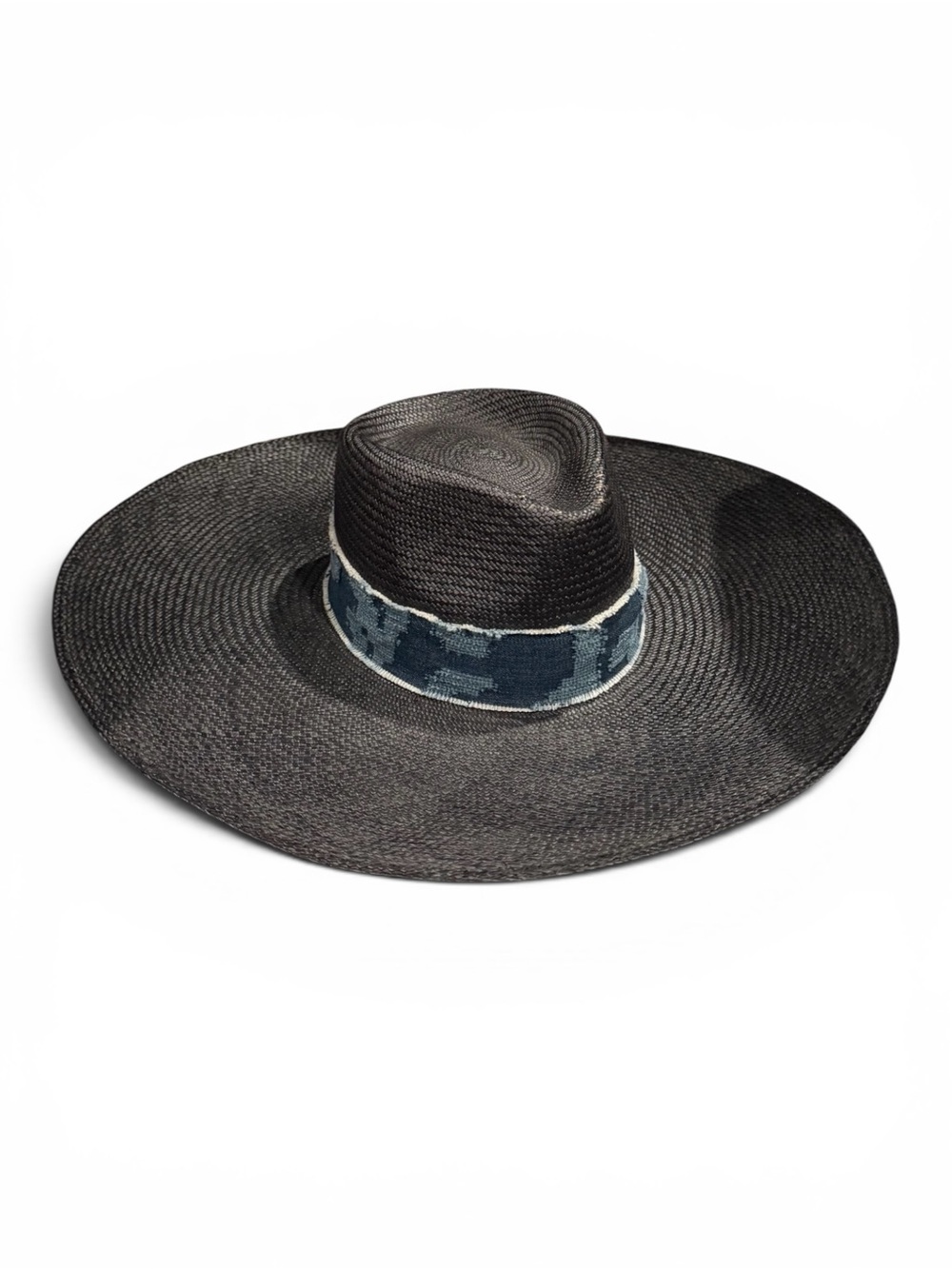 rag & bone Wide Brim Straw Hat Black Oversized Boater Fedora Western Luxe